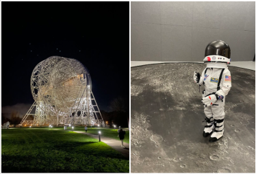 Jodrell Bank lit up at night